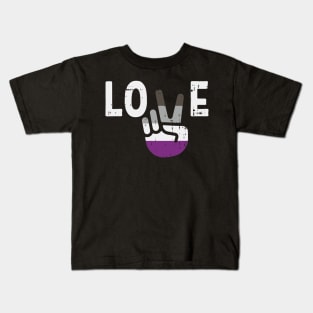 Love Peace Sign Funny Hand Lgbt Asexual Flag Colors Kids T-Shirt